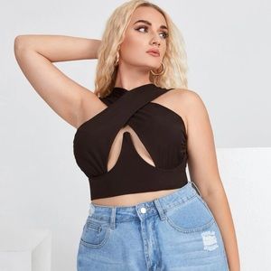 Shein Plus Wrap Front Crop Top Size 18